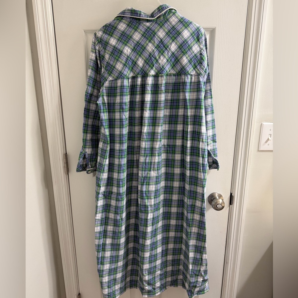 Vintage LL Bean Night Shirt Womens  Flannel Plaid Nightgown Medium M Petite - Picture 2 of 3